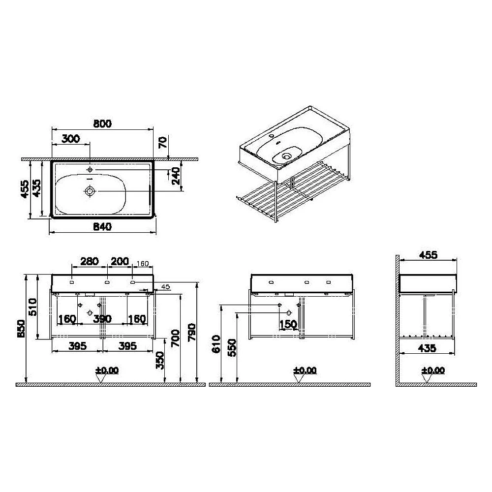 Vitra Equal 80 Cm Gri Gri Lavabolu Raflı Lavabo Ünitesi 2