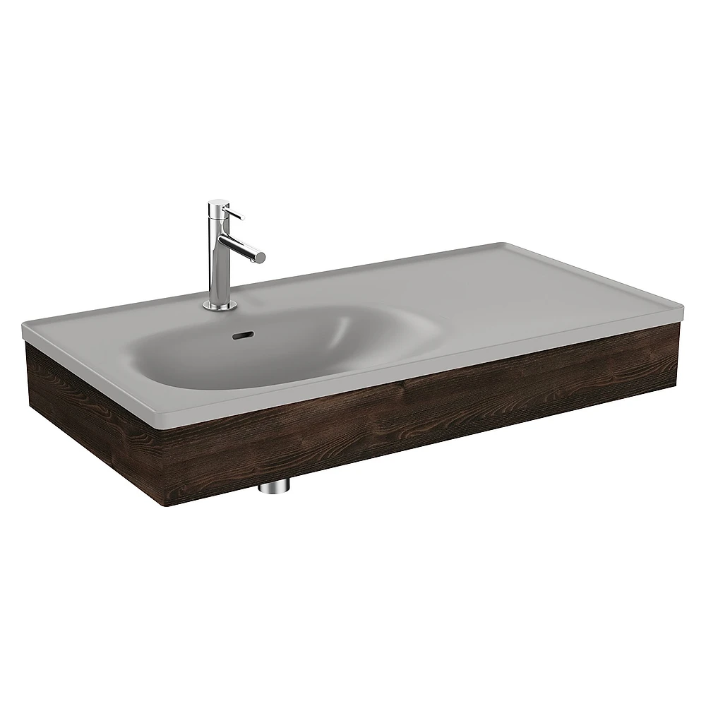 Vitra Equal 100 Cm Karaağaç Asimetrik Gri Lavabolu Lavabo Ünitesi