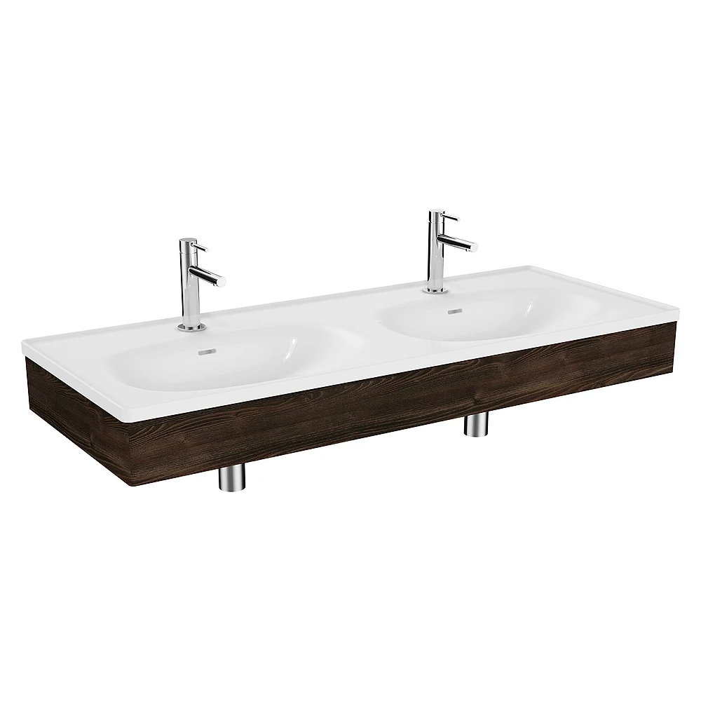 Vitra Equal 130 Cm Karaağaç Çift Hazneli Beyaz Lavabolu Lavabo Ünitesi