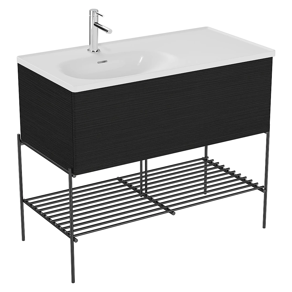 Vitra Equal 100 Cm Hareli Siyah Meşe Tek Çekmeceli Lavabo Dolabı