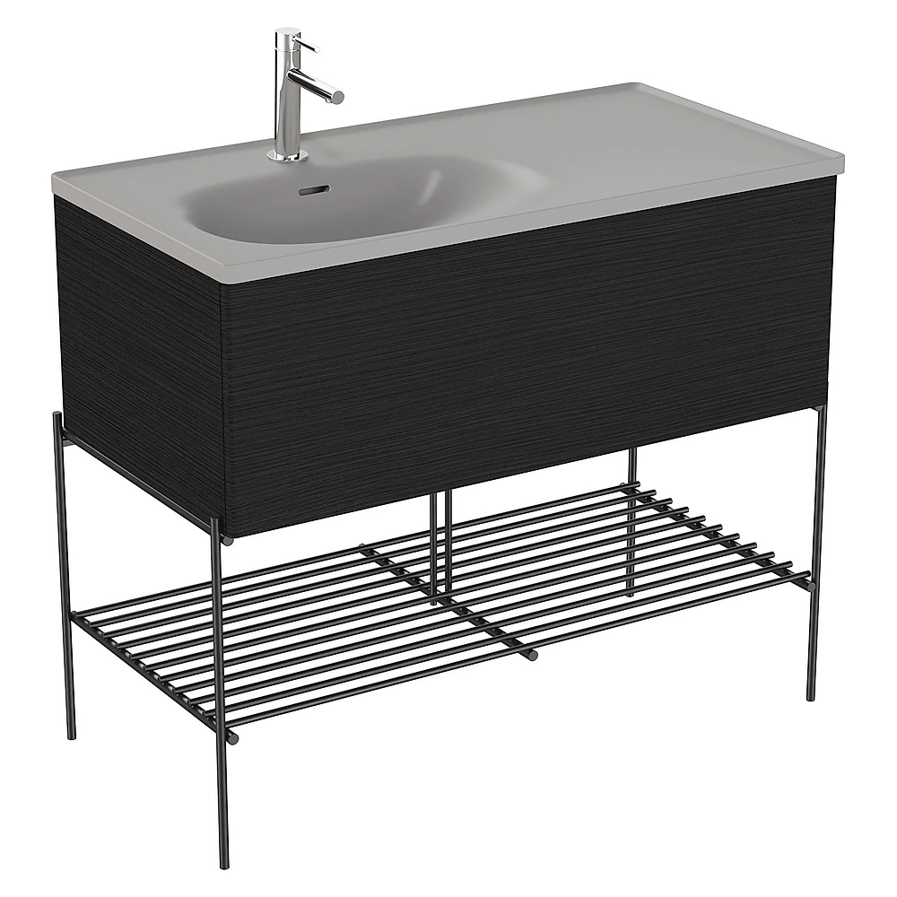 Vitra Equal 100 Cm Hareli Siyah Meşe Tek Çekmeceli Lavabo Dolabı - 66524