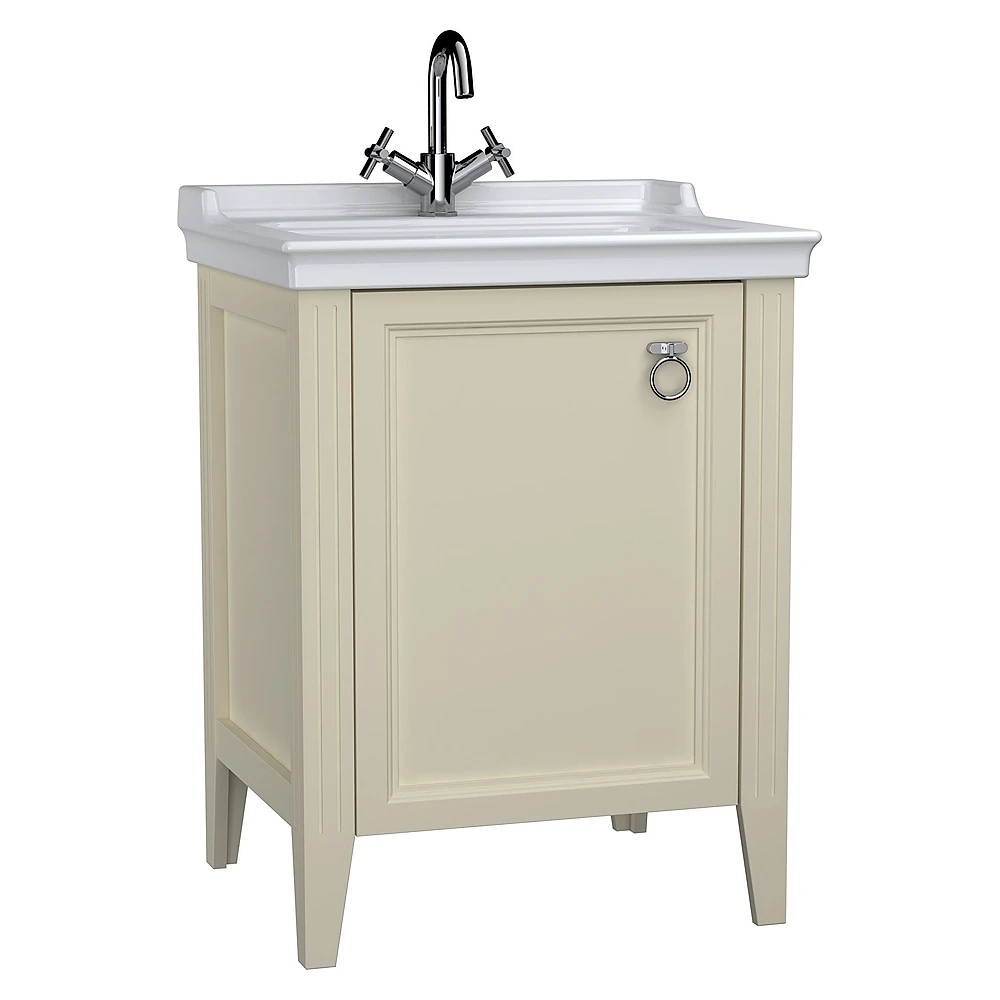 Vitra Valarte 65 Cm Mat Fildişi Tek Kapaklı Etajerli Lavabolu Sol Lavabo Dolabı