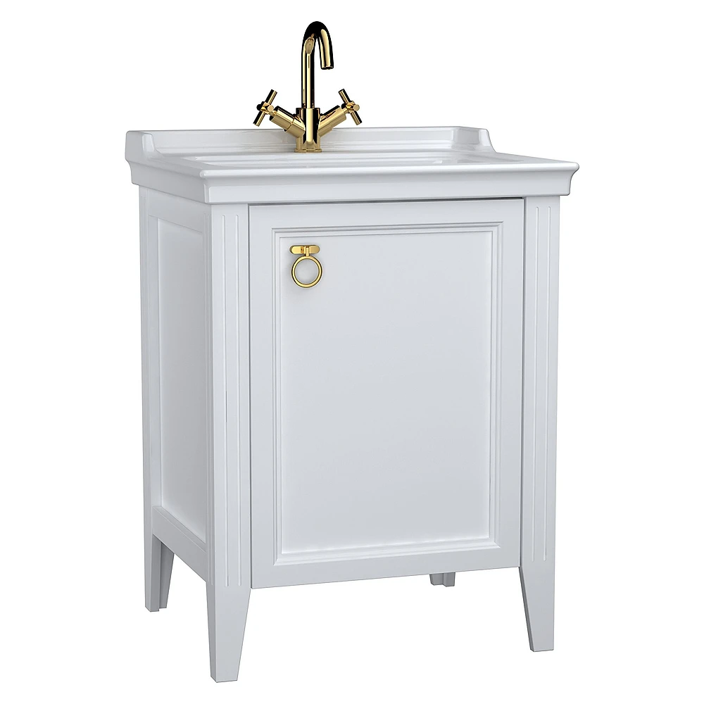 Vitra Valarte 65 Cm Mat Beyaz Tek Kapaklı Etajerli Lavabolu Sağ Lavabo Dolabı