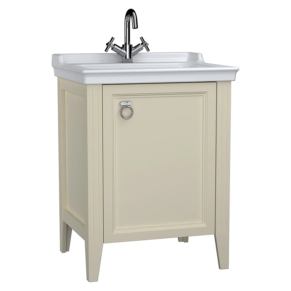 Vitra Valarte 65 Cm Mat Fildişi Tek Kapaklı Etajerli Lavabolu Sağ Lavabo Dolabı