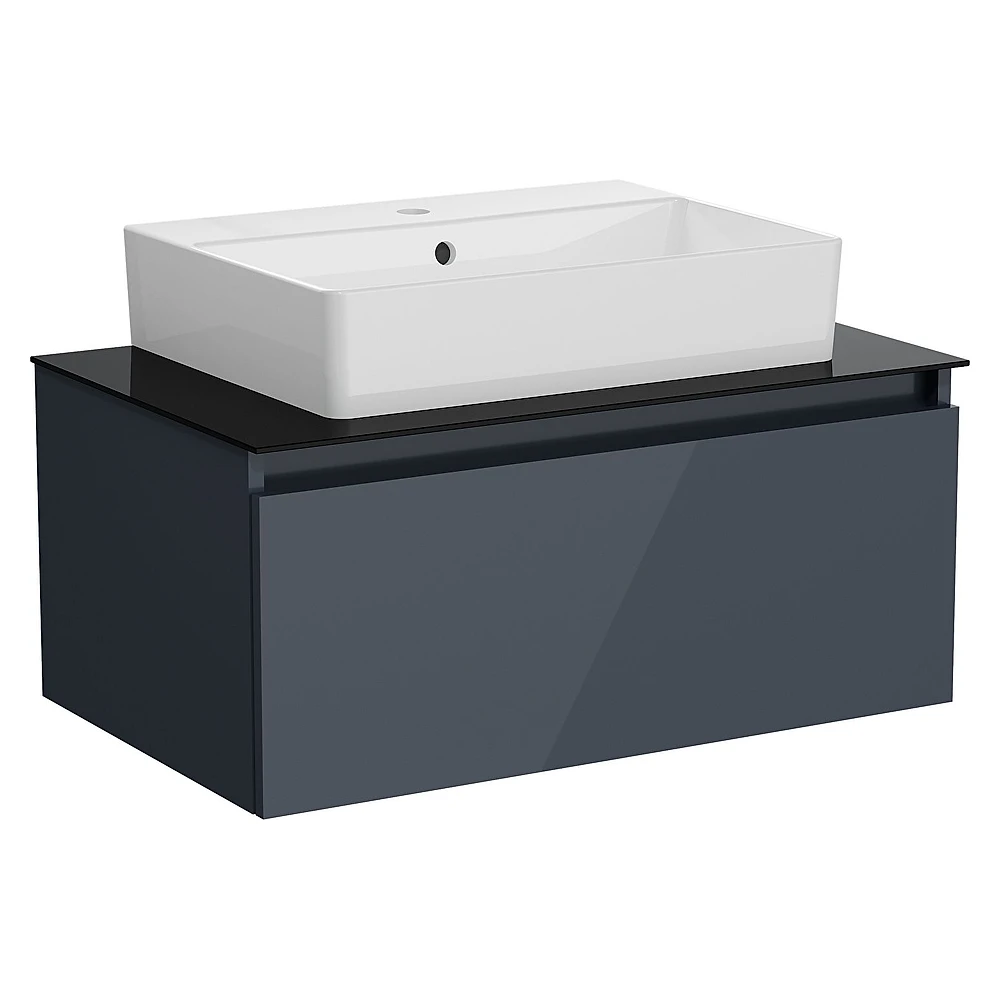 Vitra Nuo 80 Cm Parlak Antrasit Tek Çekmeceli Lavabo Dolabı