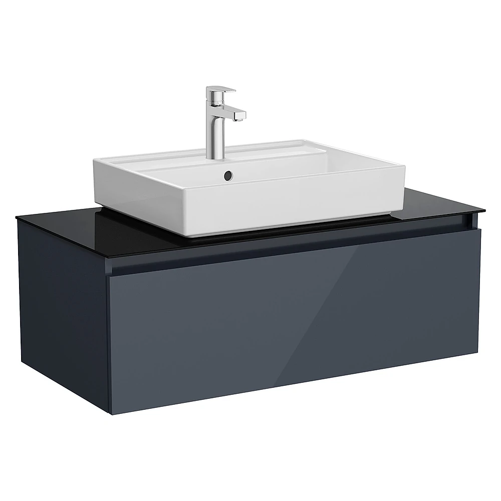 Vitra Nuo 100 Cm Parlak Antrasit Tek Çekmeceli Lavabo Dolabı