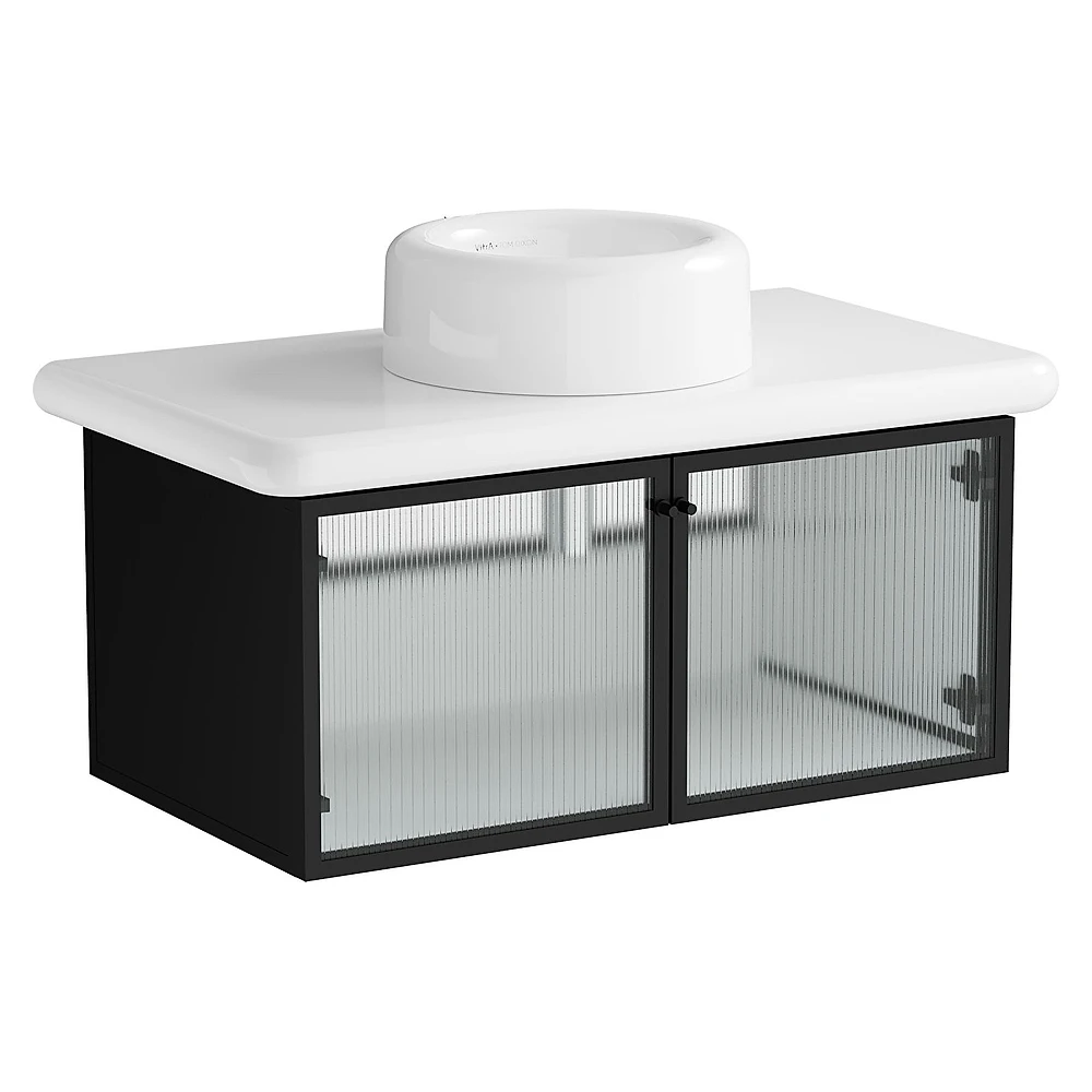 Vitra Liquid 100 Cm Çizgili Cam Kapaklı Lavabo Dolabı