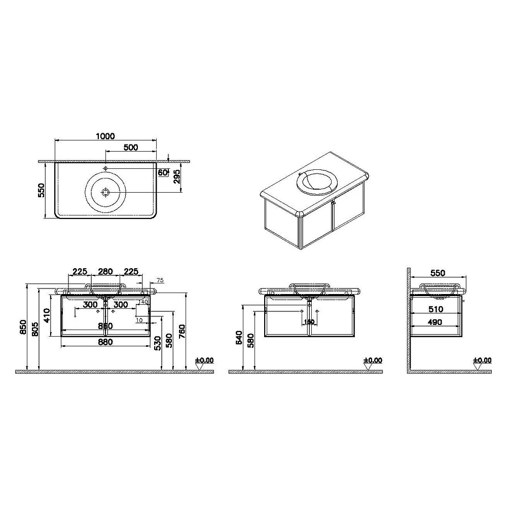 Vitra Liquid 100 Cm Çizgili Cam Lavabo Dolabı 3