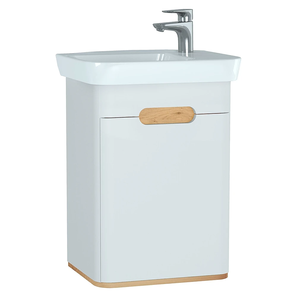 Vitra Sento 50 Cm Mat Beyaz Tek Kapaklı Aydınlatmalı Dar Sol Lavabo Dolabı