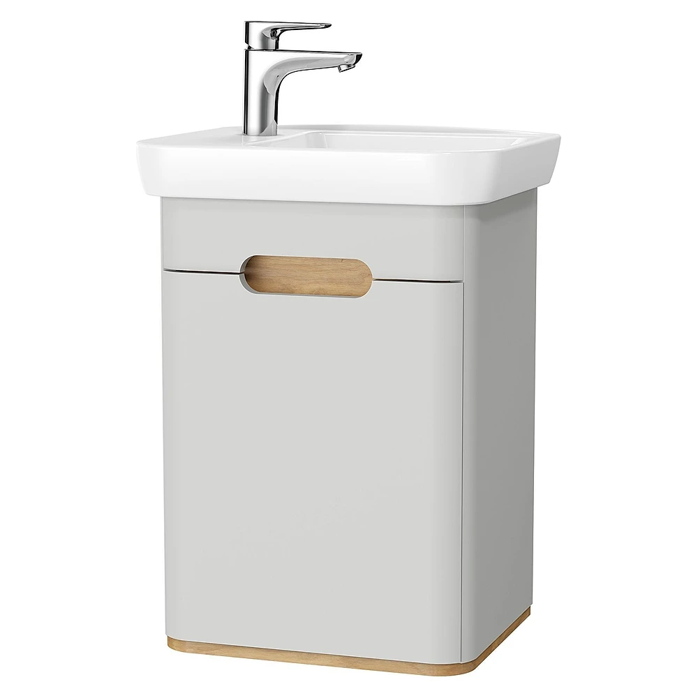 Vitra Sento 50 Cm Mat Açık Gri Tek Kapaklı Aydınlatmalı Dar Sol Lavabo Dolabı