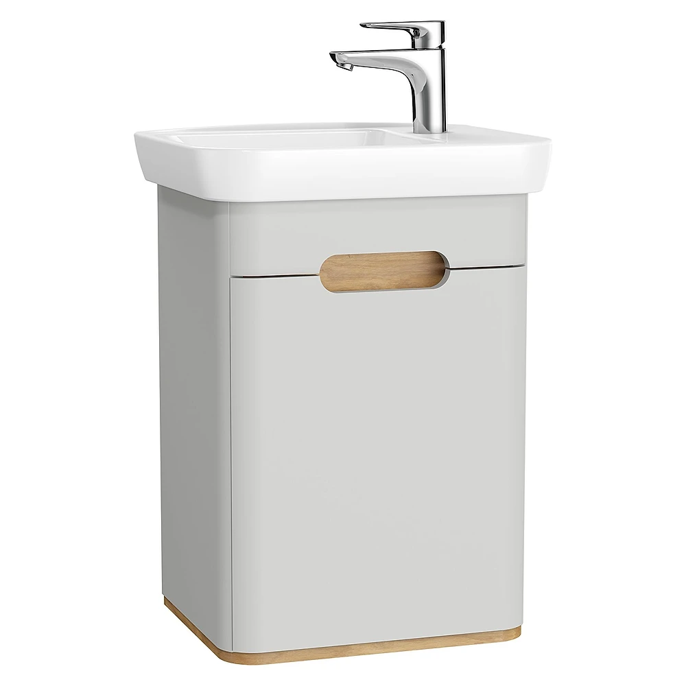 Vitra Sento 50 Cm Mat Açık Gri Tek Kapaklı Aydınlatmalı Dar Sağ Lavabo Dolabı
