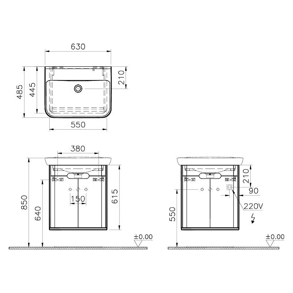 Vitra Sento 65 Cm Mat Beyaz İki Kapaklı Aydınlatmalı Lavabo Dolabı 2
