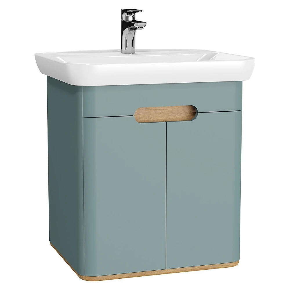 Vitra Sento 65 Cm Mat Fiyord Yeşili İki Kapaklı Aydınlatmalı Lavabo Dolabı