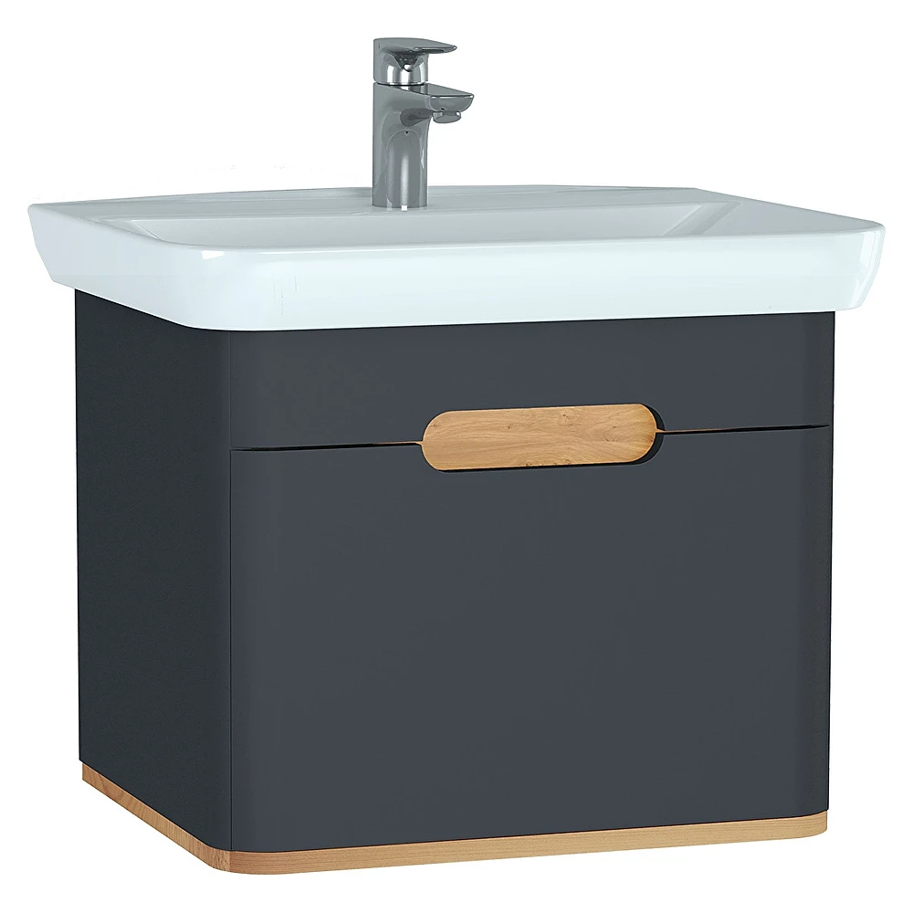 Vitra Sento 65 Cm Mat Antrasit Tek Çekmeceli Aydınlatmalı Lavabo Dolabı