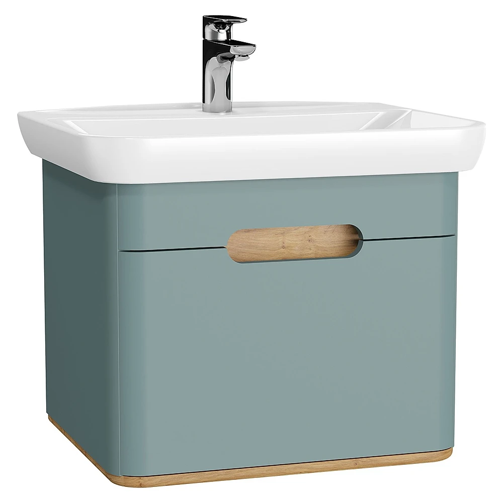 Vitra Sento 65 Cm Mat Fiyord Yeşili Tek Çekmeceli Aydınlatmalı Lavabo Dolabı