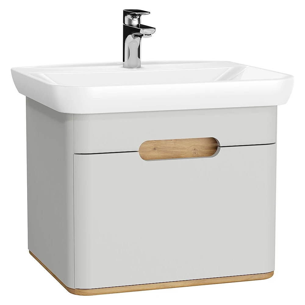 Vitra Sento 65 Cm Mat Açık Gri Tek Çekmeceli Aydınlatmalı Lavabo Dolabı