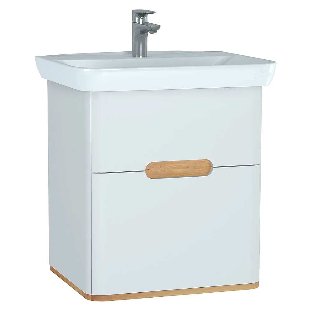 Vitra Sento 65 Cm Mat Beyaz İki Çekmeceli Aydınlatmalı Lavabo Dolabı