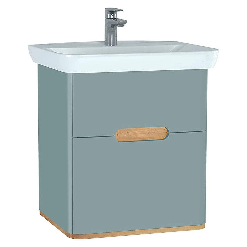 Vitra Sento 65 Cm Mat Fiyord Yeşili İki Çekmeceli Aydınlatmalı Lavabo Dolabı