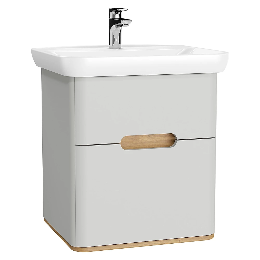 Vitra Sento 65 Cm Mat Açık Gri İki Çekmeceli Aydınlatmalı Lavabo Dolabı