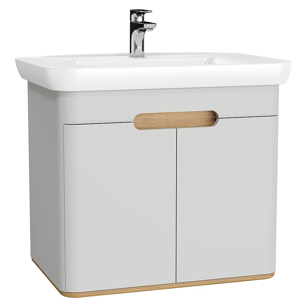 Vitra Sento 80 Cm Mat Açık Gri İki Kapaklı Aydınlatmalı Lavabo Dolabı
