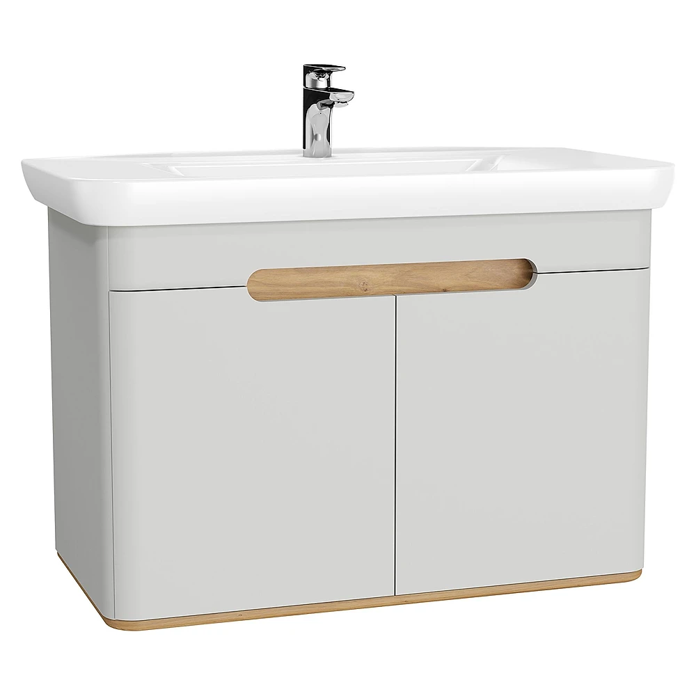 Vitra Sento 100 Cm Mat Açık Gri İki Kapaklı Aydınlatmalı Lavabo Dolabı