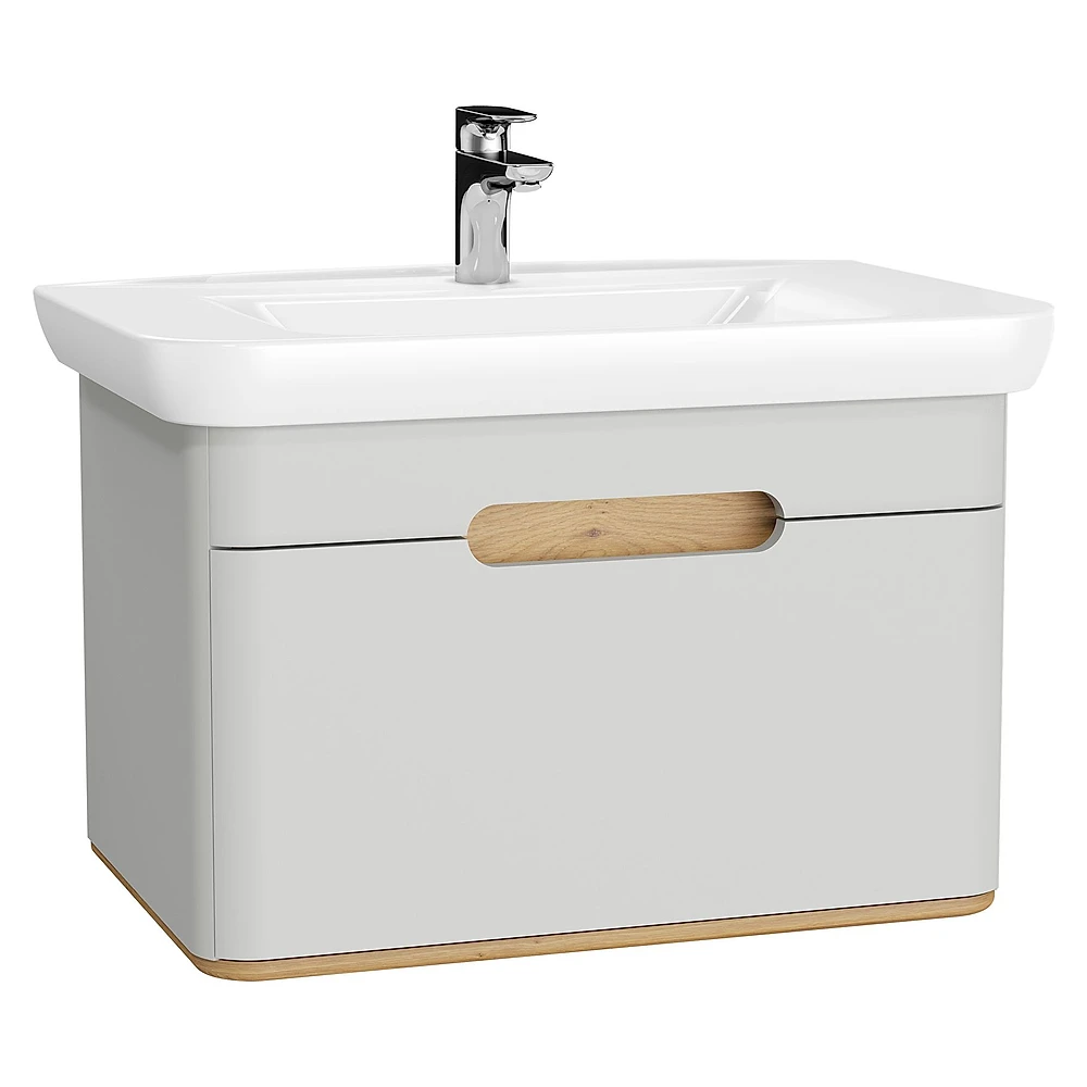 Vitra Sento 80 Cm Mat Açık Gri Tek Çekmeceli Aydınlatmalı Lavabo Dolabı