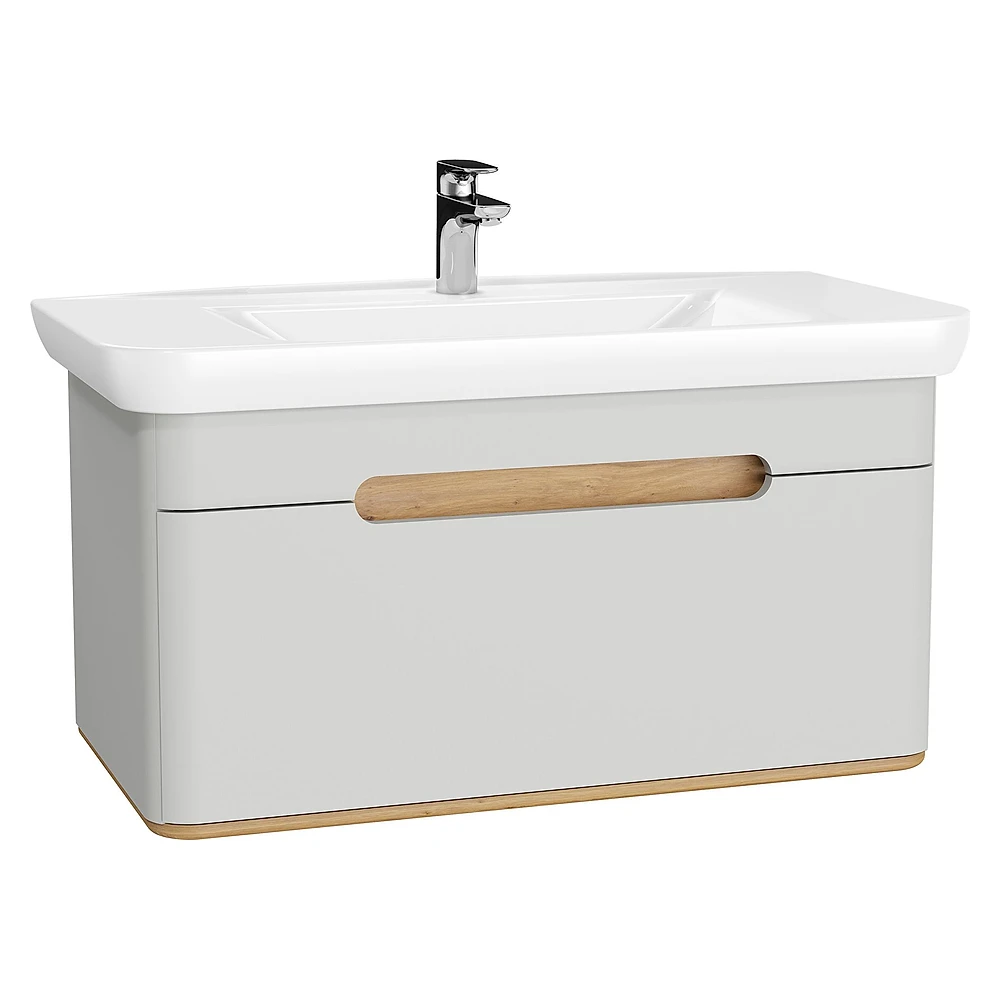 Vitra Sento 100 Cm Mat Açık Gri Tek Çekmeceli Aydınlatmalı Lavabo Dolabı