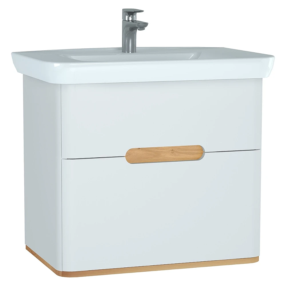 Vitra Sento 80 Cm Mat Beyaz İki Çekmeceli Aydınlatmalı Lavabo Dolabı