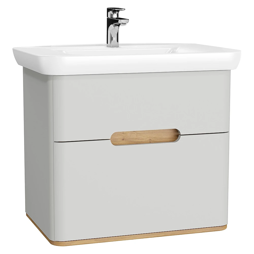 Vitra Sento 80 Cm Mat Açık Gri İki Çekmeceli Aydınlatmalı Lavabo Dolabı