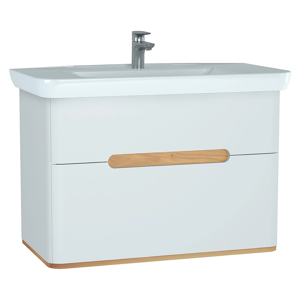 Vitra Sento 100 Cm Mat Beyaz İki Çekmeceli Aydınlatmalı Lavabo Dolabı