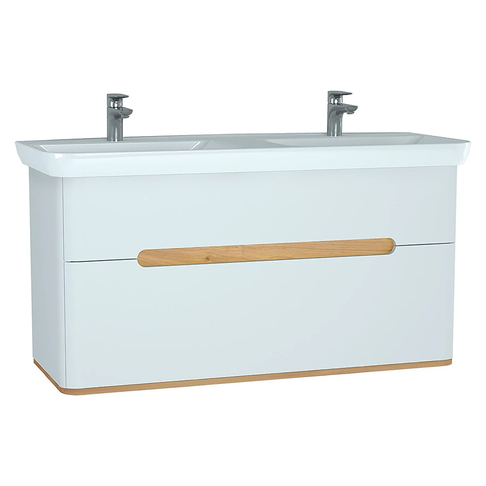 Vitra Sento 130 Cm Mat Beyaz İki Çekmeceli Aydınlatmalı Lavabo Dolabı
