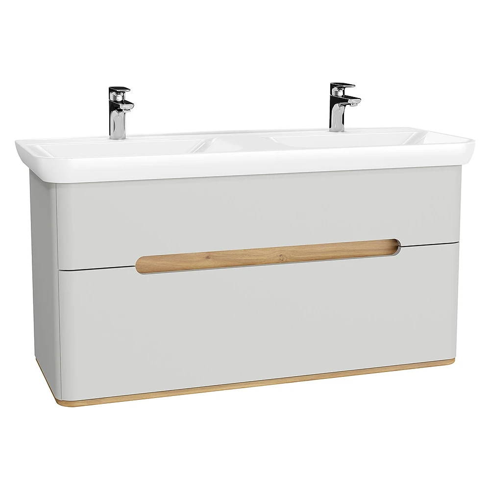 Vitra Sento 130 Cm Mat Açık Gri İki Çekmeceli Aydınlatmalı Lavabo Dolabı