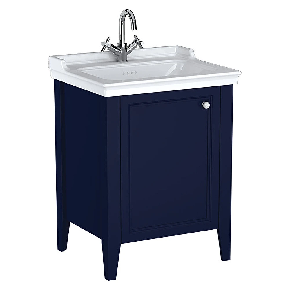 Vitra Valarte Neo 65 Cm Çelik Mavisi Tek Kapaklı Etajerli Lavabolu Sol Lavabo Dolabı