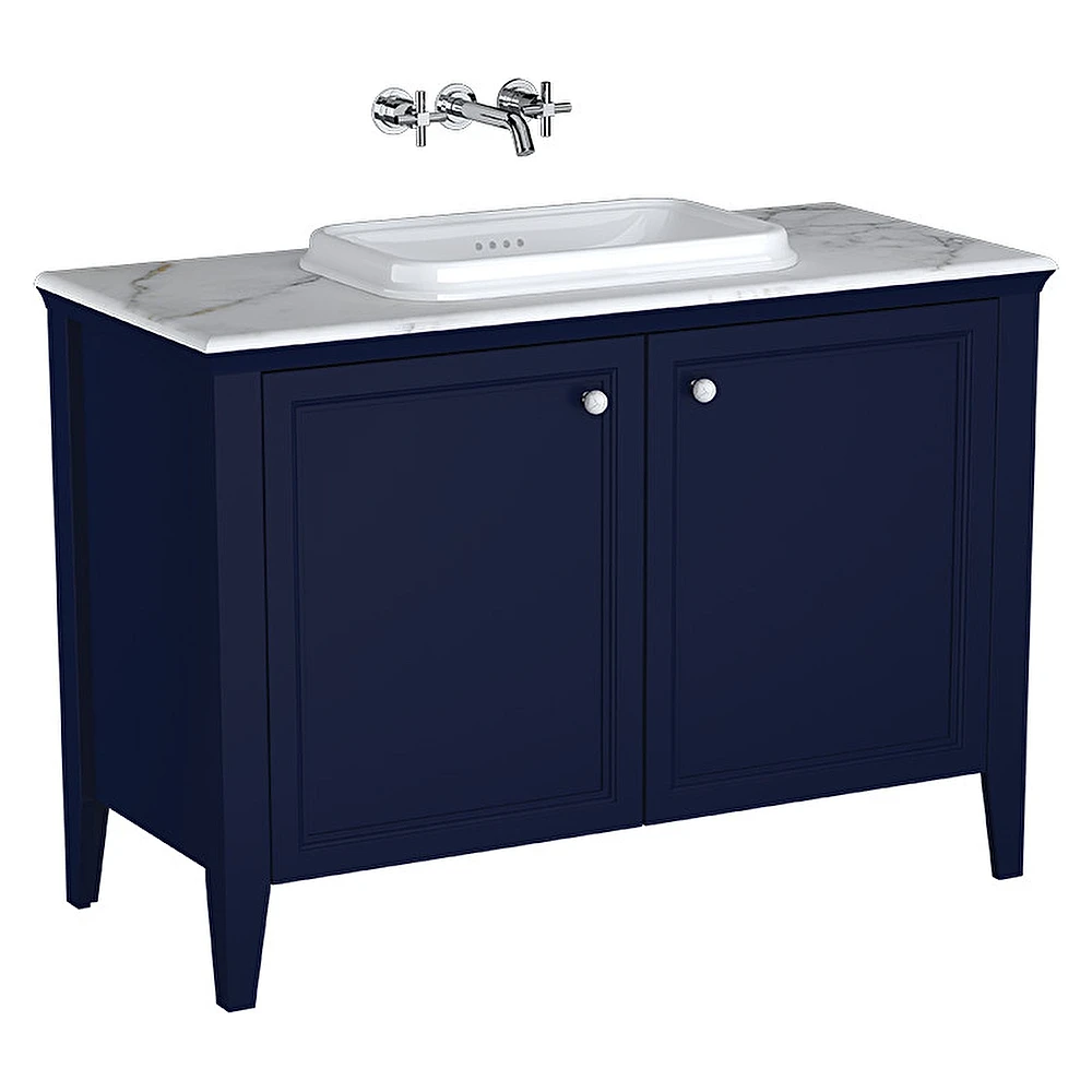 Vitra Valarte Neo 120 Cm Çelik Mavisi İki Kapaklı Tezgahüstü Lavabolu Lavabo Dolabı