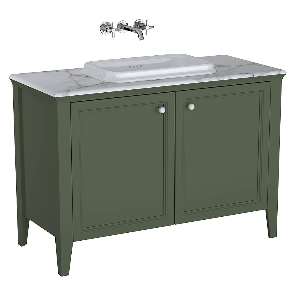 Vitra Valarte Neo 120 Cm Retro Yeşil İki Kapaklı Tezgahüstü Lavabolu Lavabo Dolabı