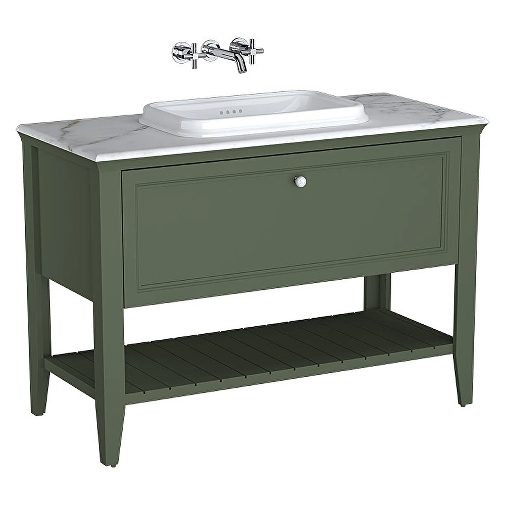 Vitra Valarte Neo 120 Cm Retro Yeşil Tek Çekmeceli Tezgahüstü Lavabolu Lavabo Dolabı