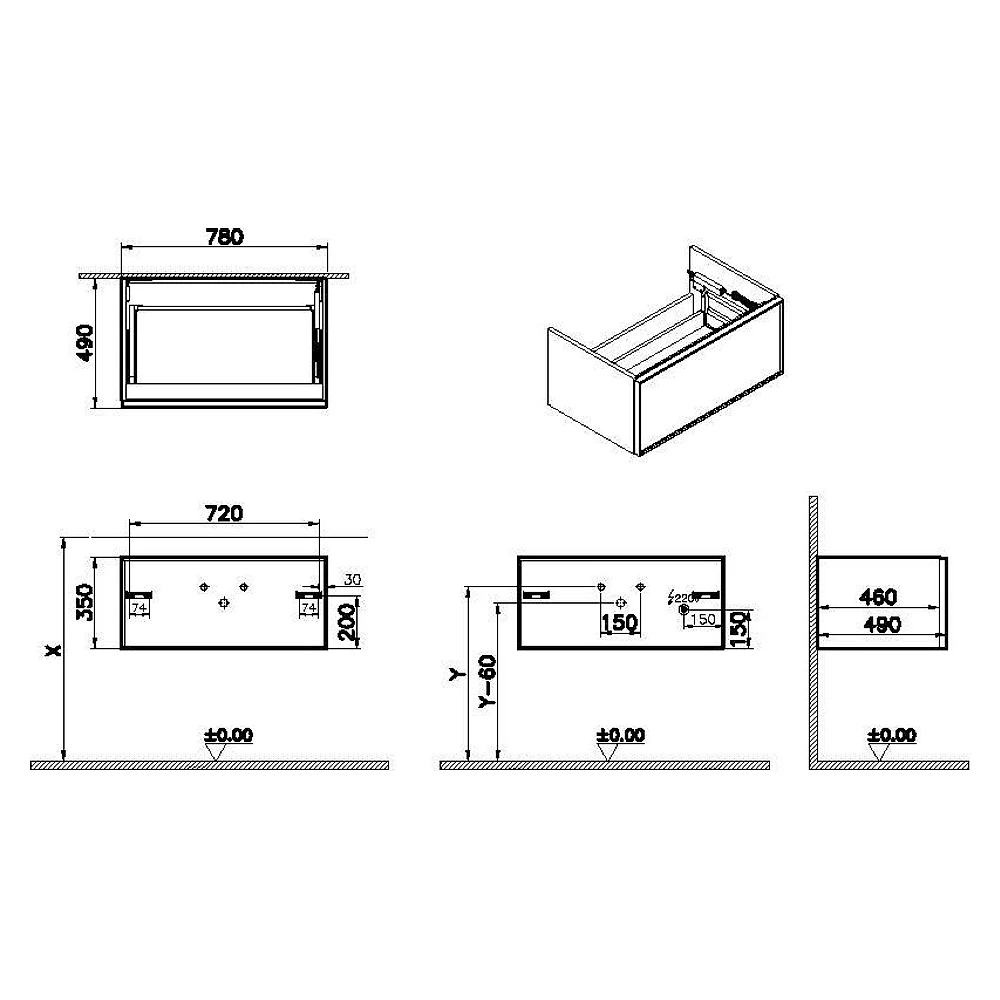 Vitra Metropole Edge 80 Cm Ceviz Tek Çekmeceli Mat Kum Beji Çanak Lavabolu Seramik Tezgahlı Lavabo Dolabı 2