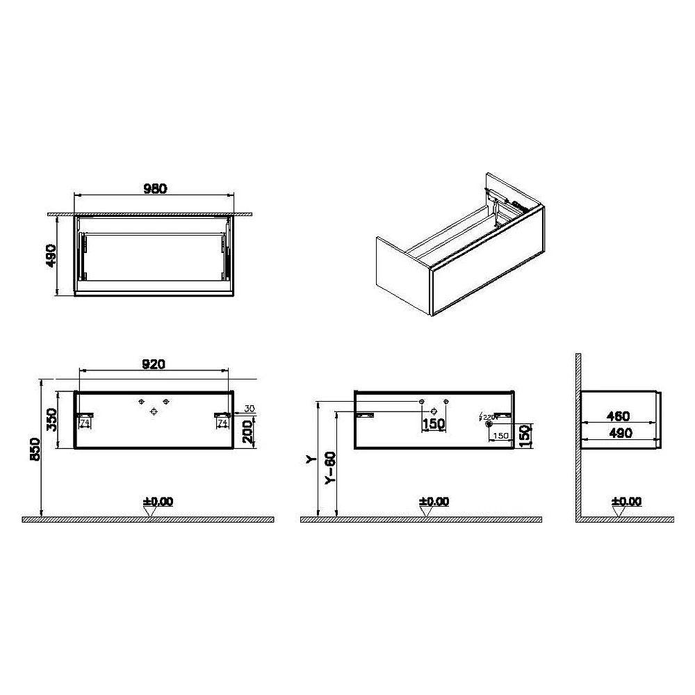 Vitra Metropole Edge 100 Cm Ceviz Tek Çekmeceli Mat Kum Beji Çanak Lavabolu Seramik Tezgahlı Lavabo Dolabı 2