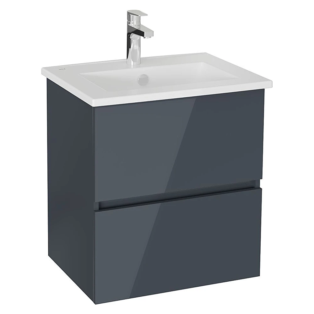 Vitra Mia Plus Square 60 Cm Parlak Antrasit İki Çekmeceli Lavabo Dolabı