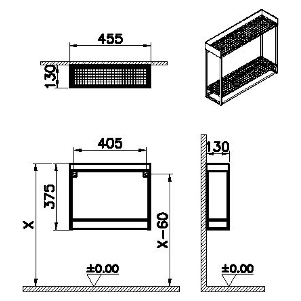 Vitra ArchiPlan 45 Cm Siyah Duble Metal Raf 2