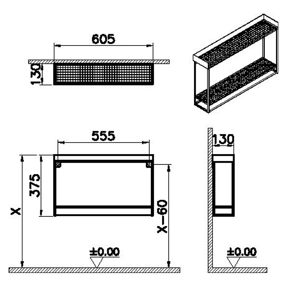 Vitra ArchiPlan 60 Cm Siyah Duble Metal Raf 2
