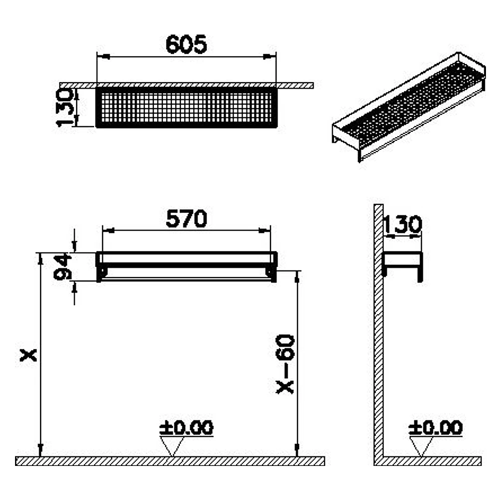 Vitra ArchiPlan 60 Cm Siyah Metal Raf 2