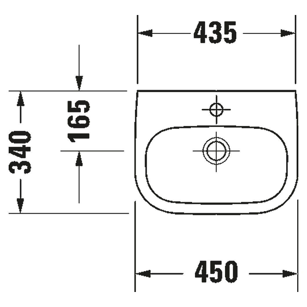 Duravit D-Code 45 Cm Beyaz Parlak Tek Armatür Delikli Lavabo 2