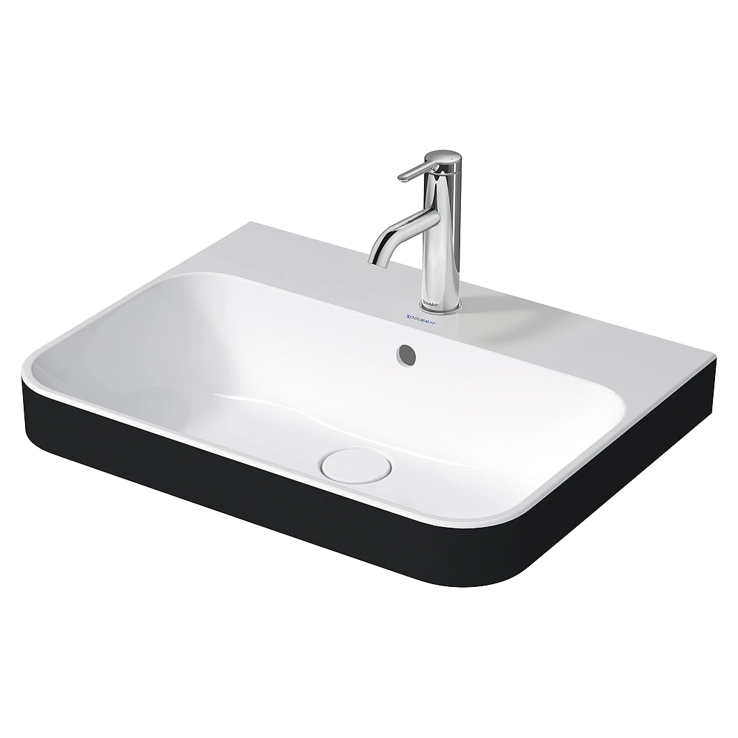 Duravit Happy D.2 60 Cm İç Beyaz Dış Antrasit Tek Armatür Delikli Çanak Lavabo
