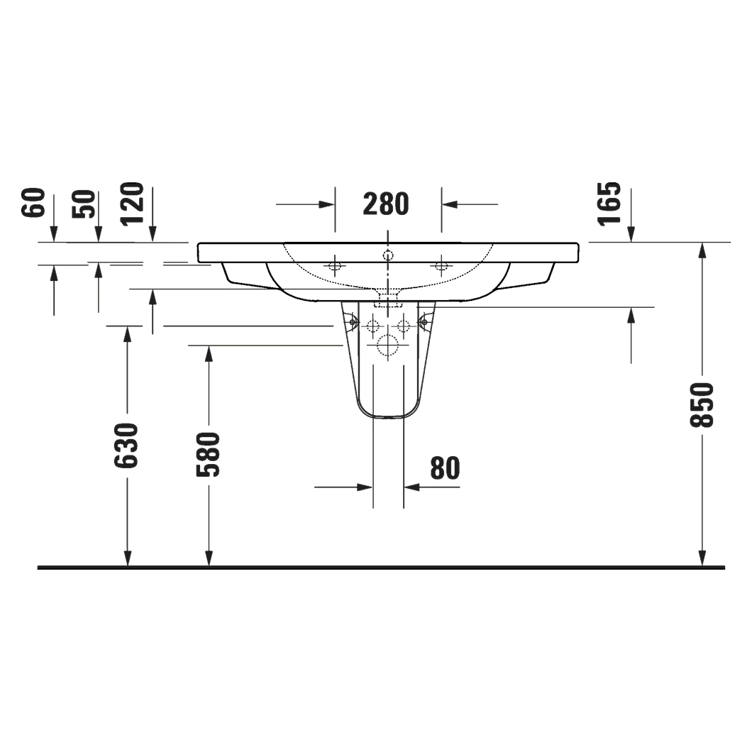 Duravit D-Code 100 Cm Beyaz Parlak Tek Armatür Delikli Lavabo 2
