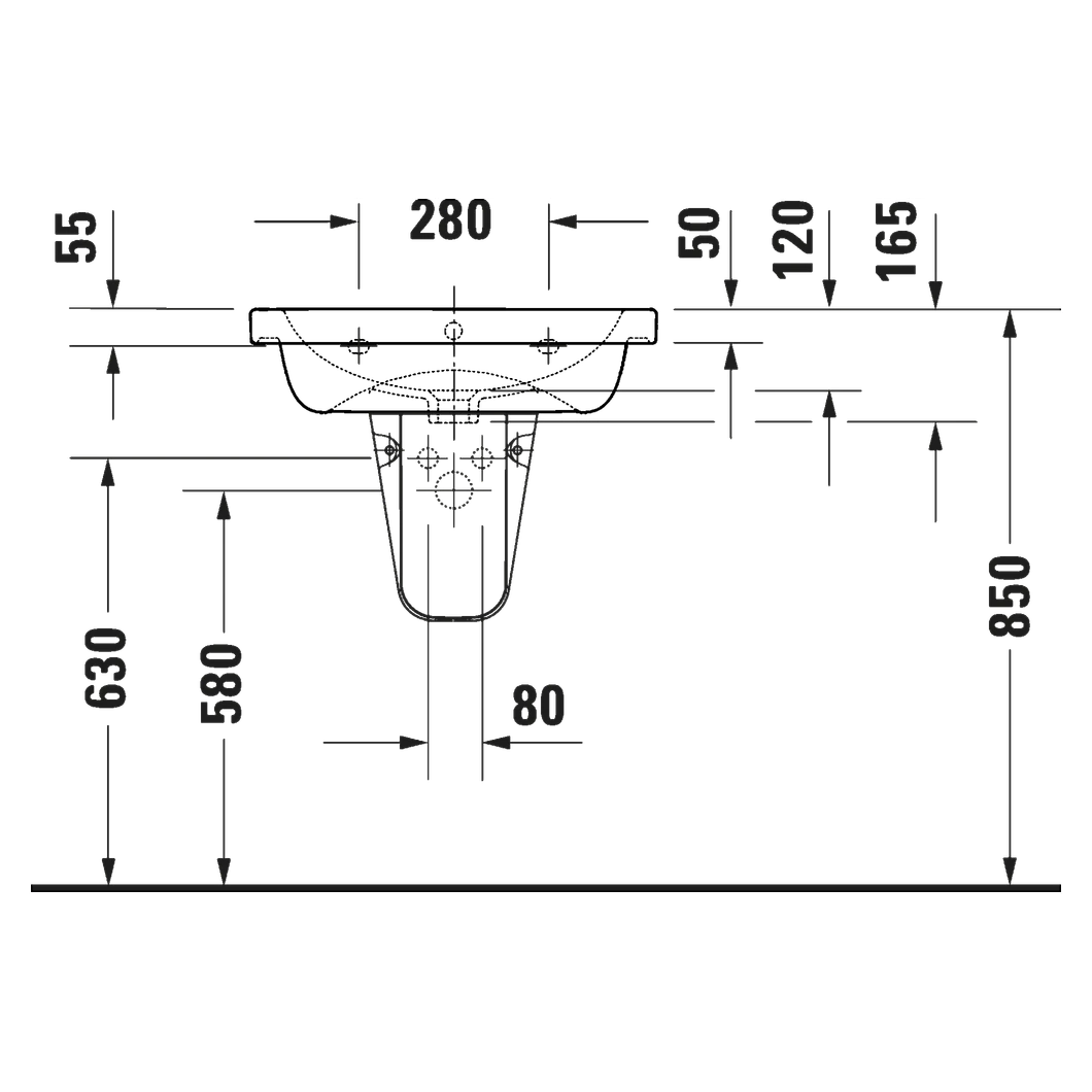 Duravit D-Code 60 Cm Beyaz Parlak Tek Armatür Delikli Lavabo 2
