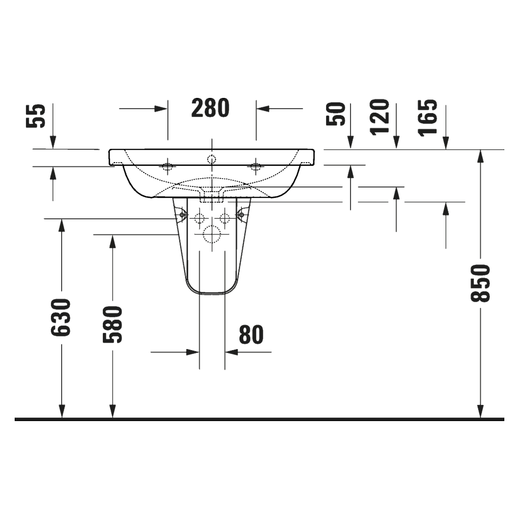 Duravit D-Code 65 Cm Beyaz Parlak Tek Armatür Delikli Lavabo 2
