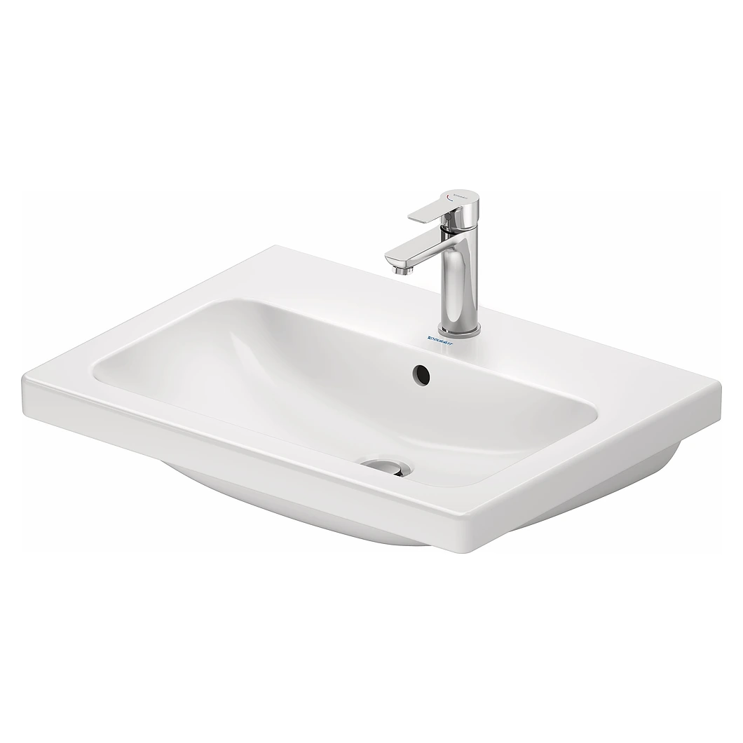 Duravit D-Code 65 Cm Beyaz Parlak Tek Armatür Delikli Lavabo