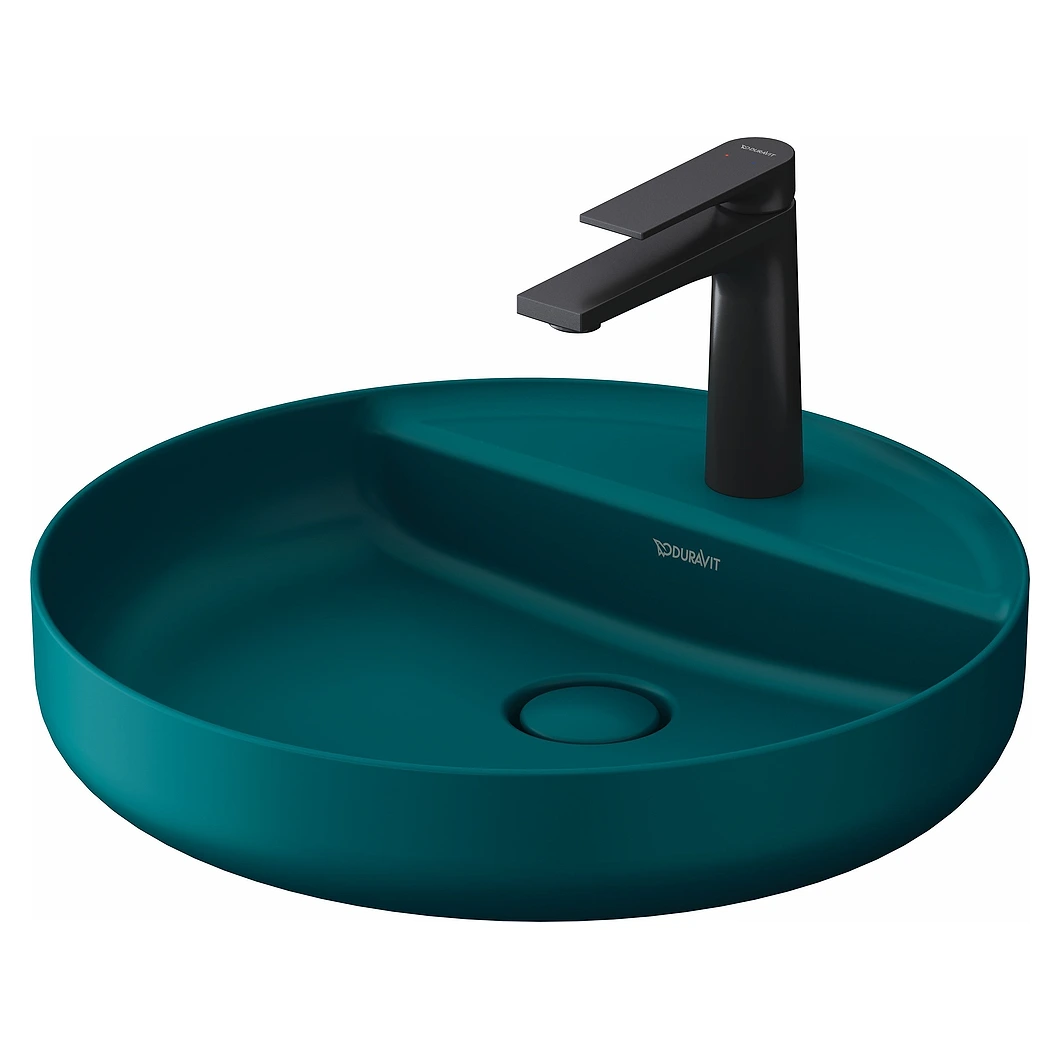 Duravit Vitrium 46 Cm Yeşil Mavi Mat Tek Armatür Delikli Çanak Lavabo