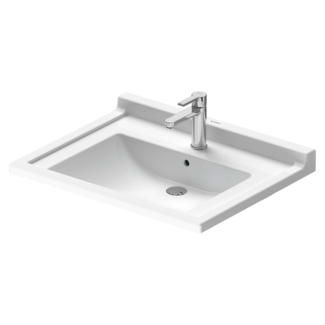 Duravit Starck 3 70 Cm Beyaz Parlak Engelli Tek Armatür Delikli Lavabo